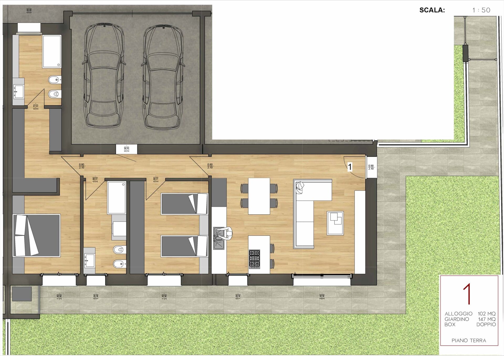 Bonate Sopra – 1 Trilocale