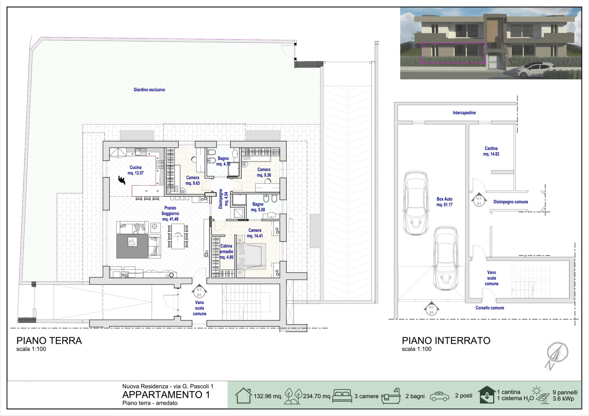 Treviolo – App.1 Quadrilocale Piano Terra