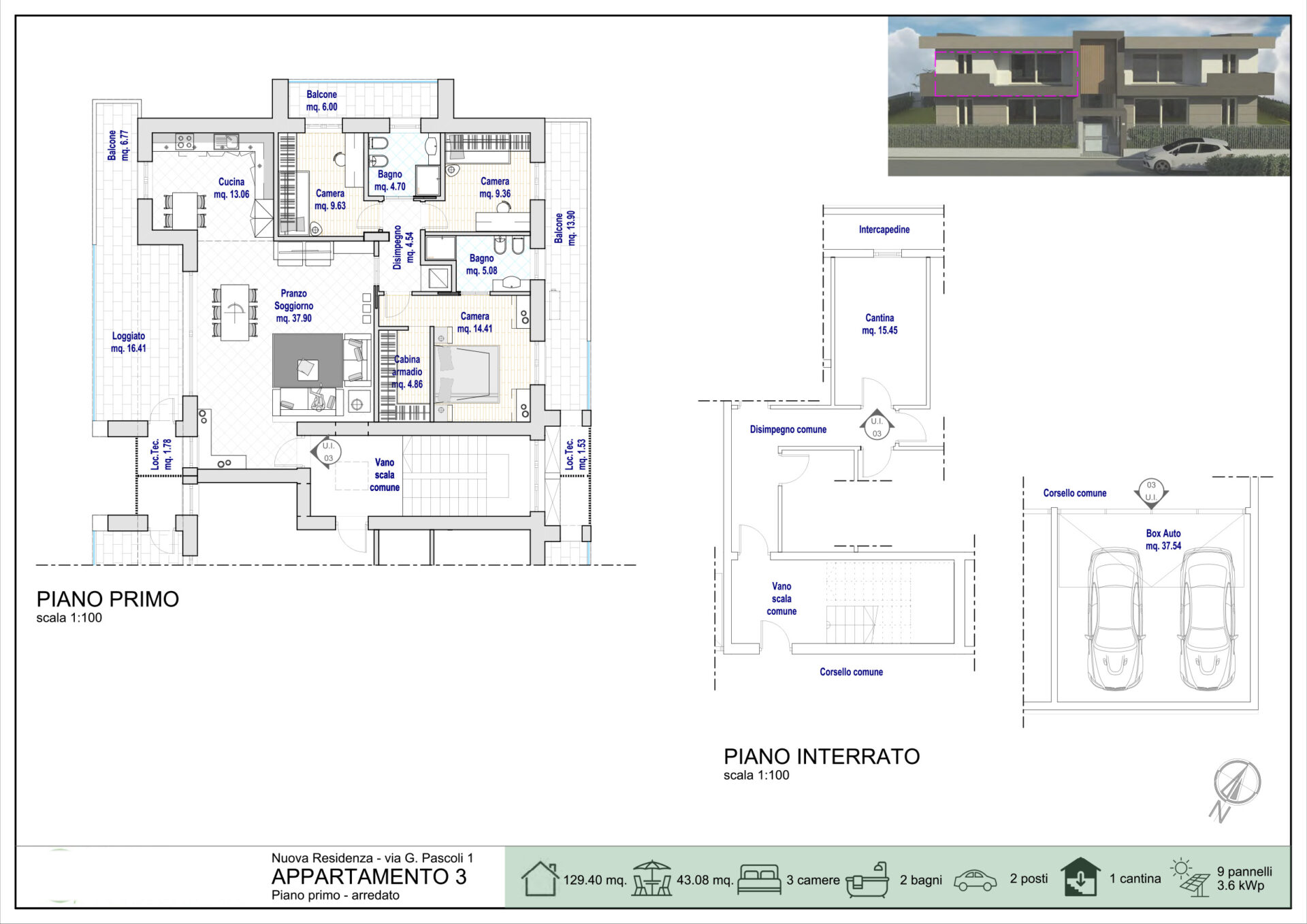 Treviolo – App.3 Quadrilocale Piano Primo